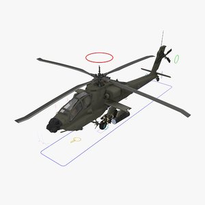 3d ah64a apache helicopter green model