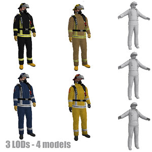 3d model pack rigged fireman s