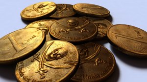 free gold pirate coin 3d model