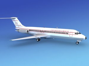 dc-9 commercial airliner 3d model