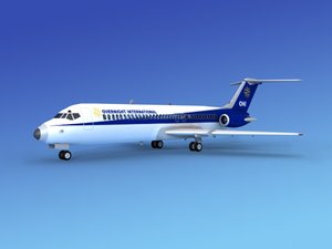 3d dc-9 commercial airliner model