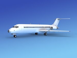 3d dc-9 commercial airliner model