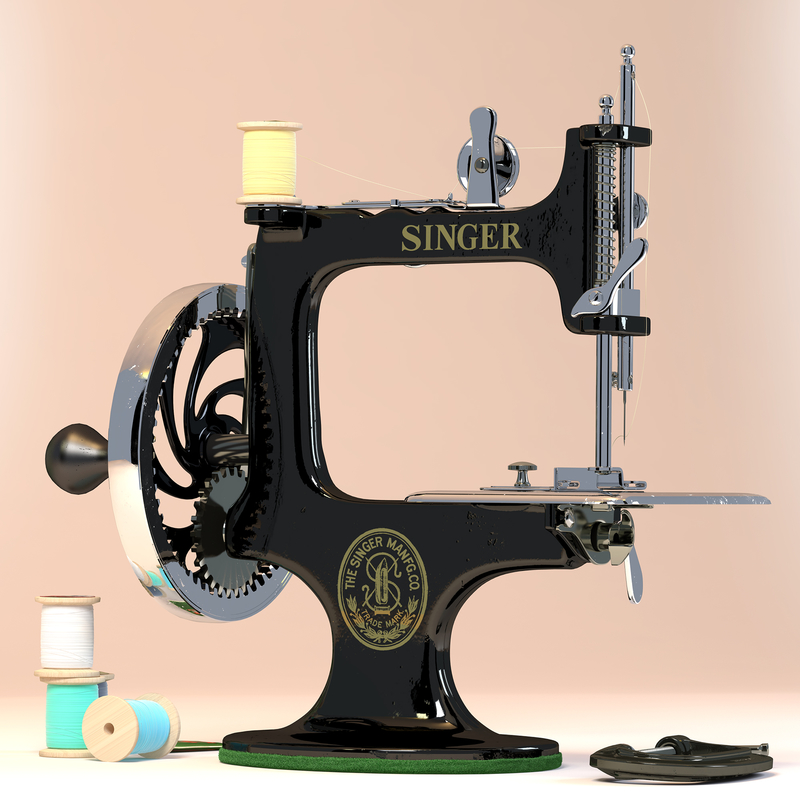 3d model antique toy sewing machine