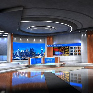 european news studio 3d model