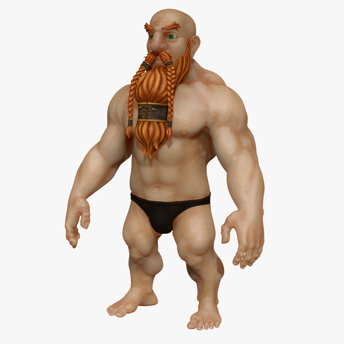 强大的战士矮人红胡子紫色和彩绘3d模型