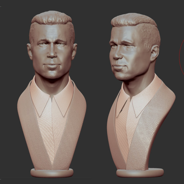 brad pitt portret 3d obj