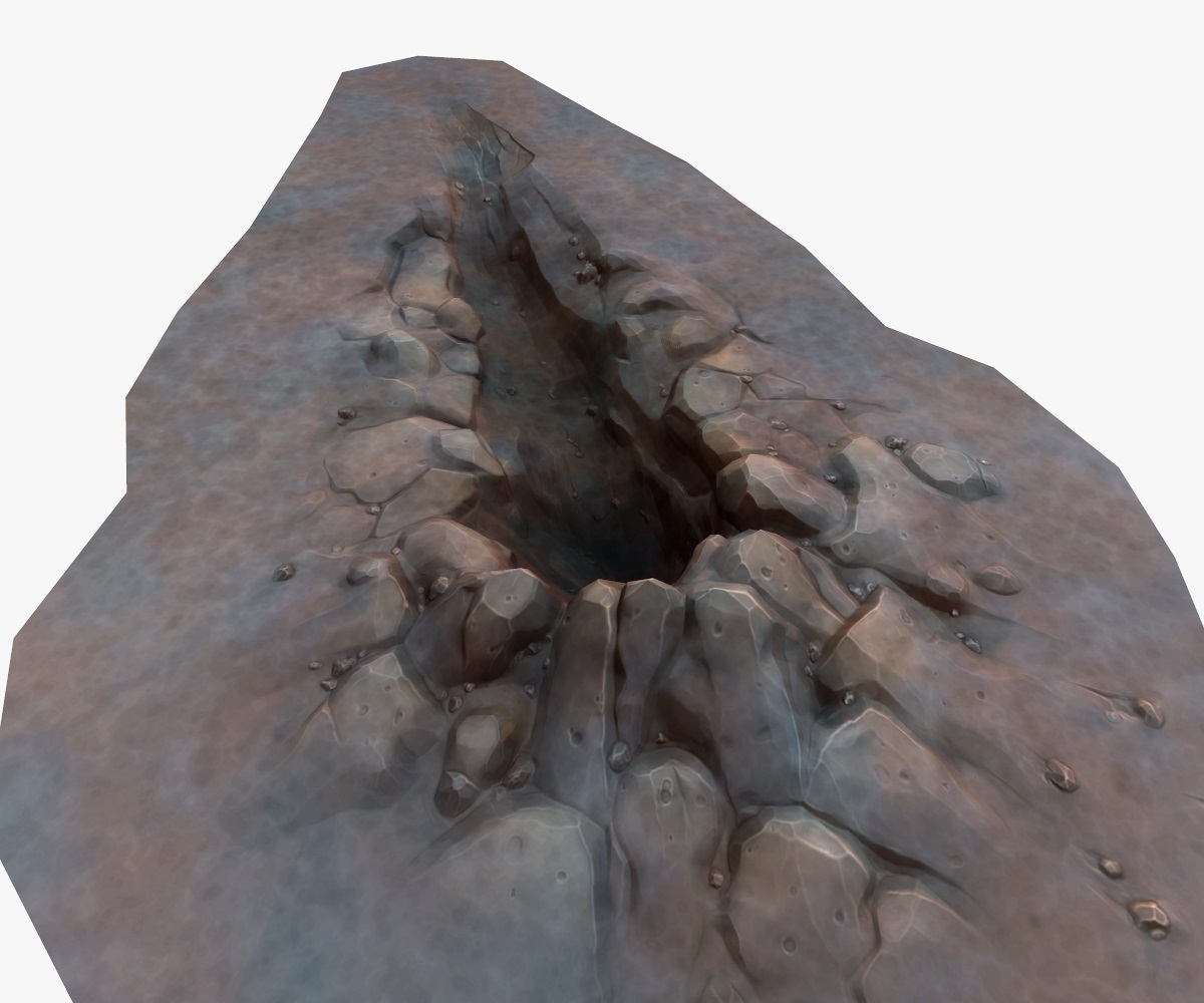 low-poly cartoon crater 3d model