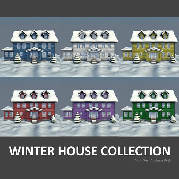 3d model of set houses winter