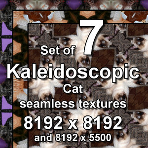 Kaleidoscopic Cat 7x Seamless Textures, set #9
