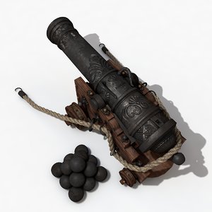 old ship cannon 3d model