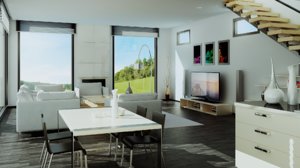 3d model interior living room
