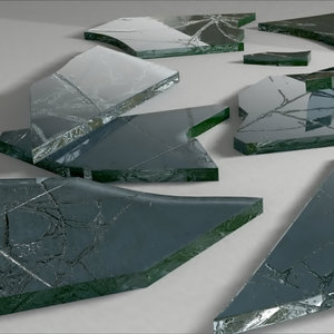 3d model broken glass pieces