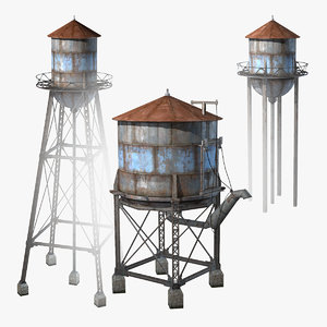 3d set water towers model