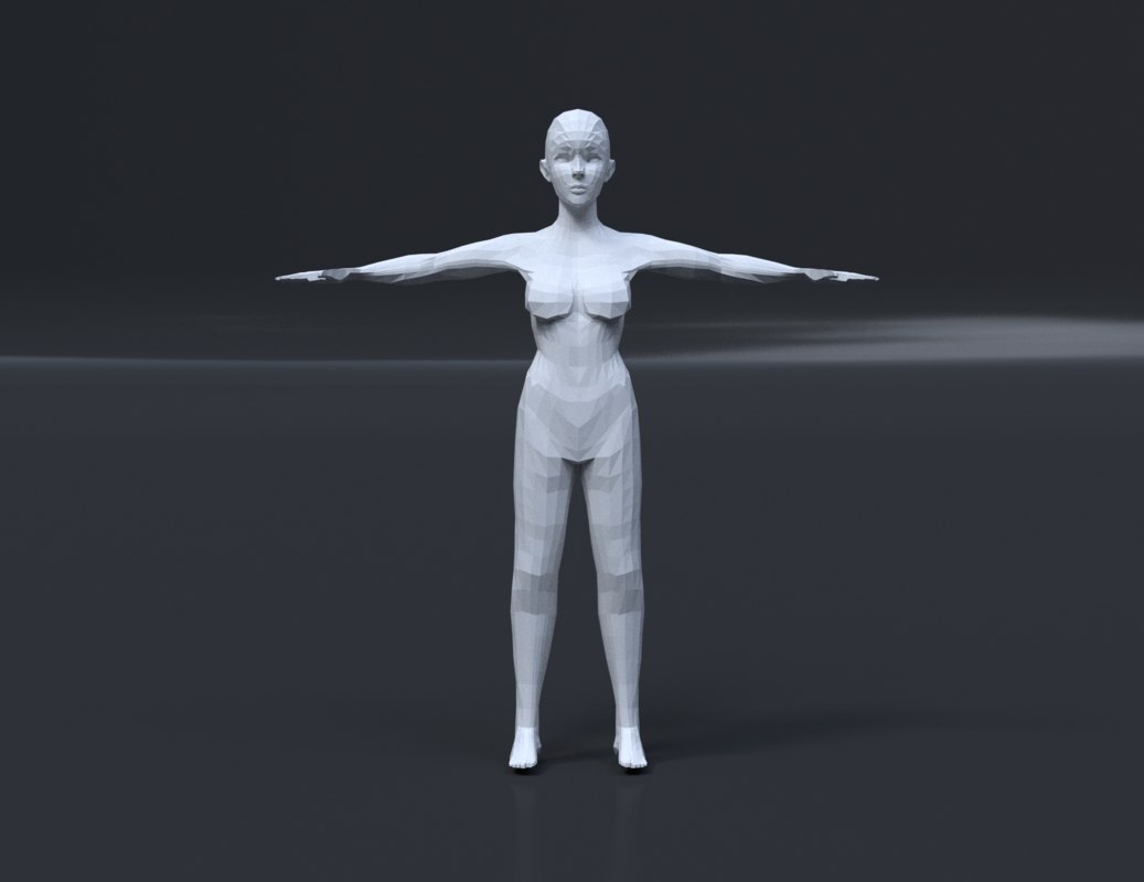  3d  model low poly female  base 