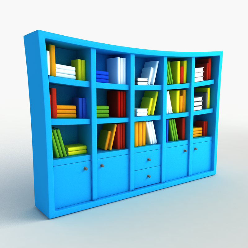 cartoon bookshelf fbx