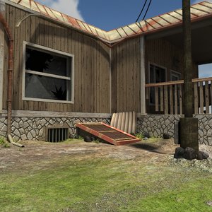 3d obj old post apocalyptic house