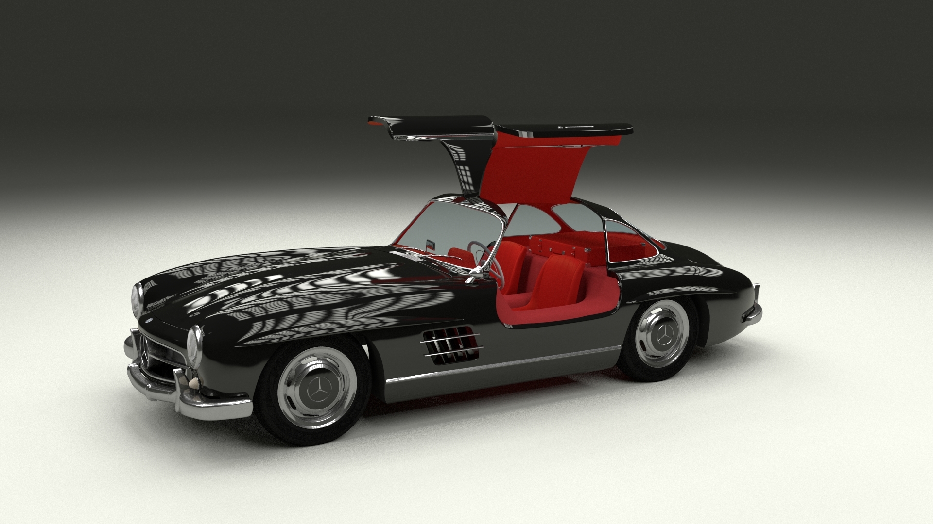 rigged mercedes 300sl gullwing 3d model