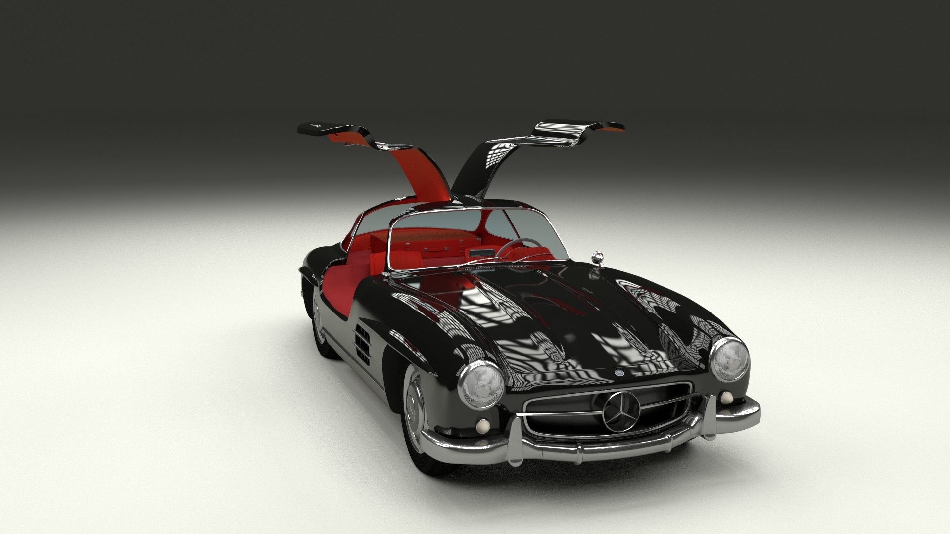 rigged mercedes 300sl gullwing 3d model