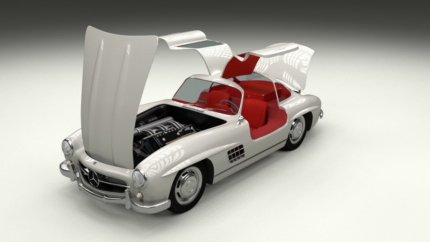 rigged mercedes 300sl gullwing 3d model