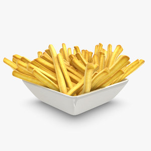 realistic french fries plate 3d model