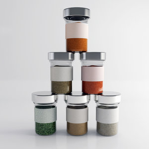 3d spice jar set model