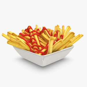 realistic french fries plate 3ds