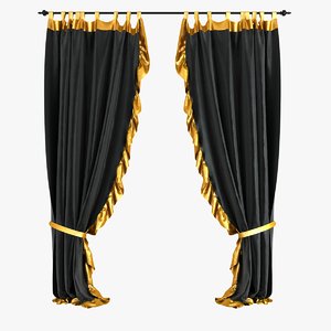 curtains velvet black 3d obj