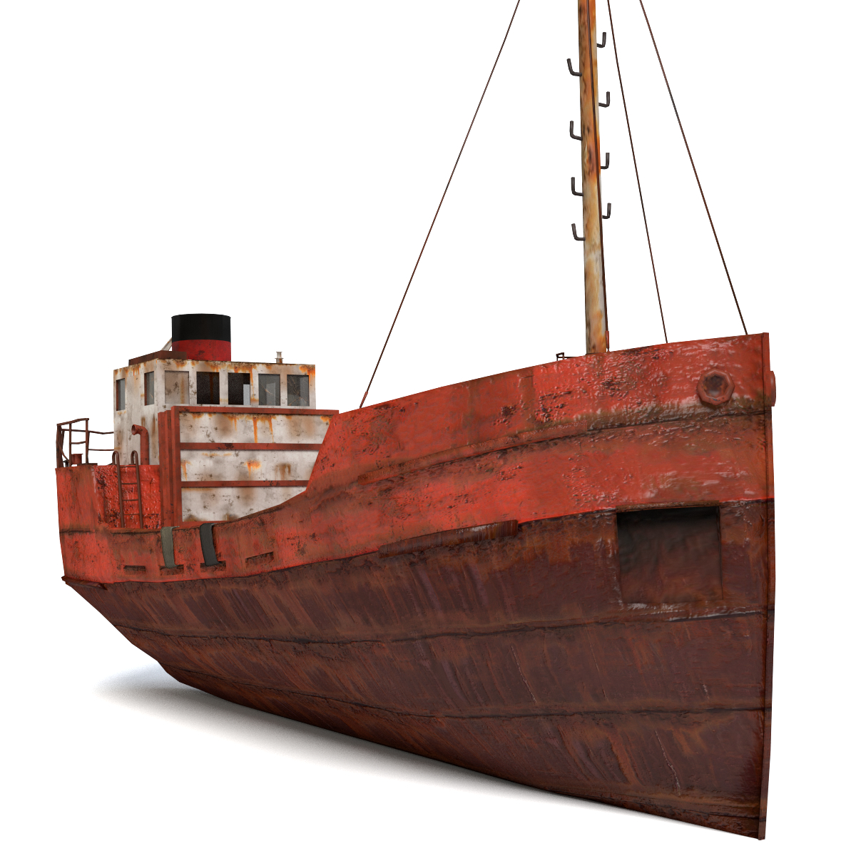 3d old rusty cargo ship