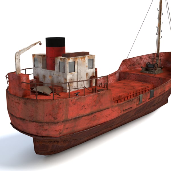 3d old rusty cargo ship