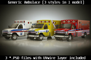 3d model emergency ambulance truck