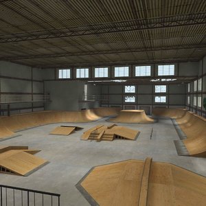 skate park warehouse interior 3d max