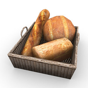 3d bread loaf baguette model