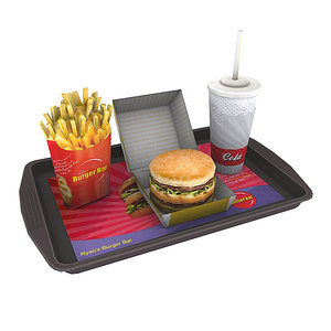 meal hamburger fries 3d lwo