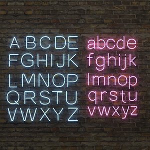 neon lighting alphabet letters 3d max