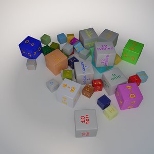 3d model alphabet number cube 1