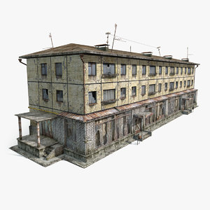 3d model abandoned 3-storey house