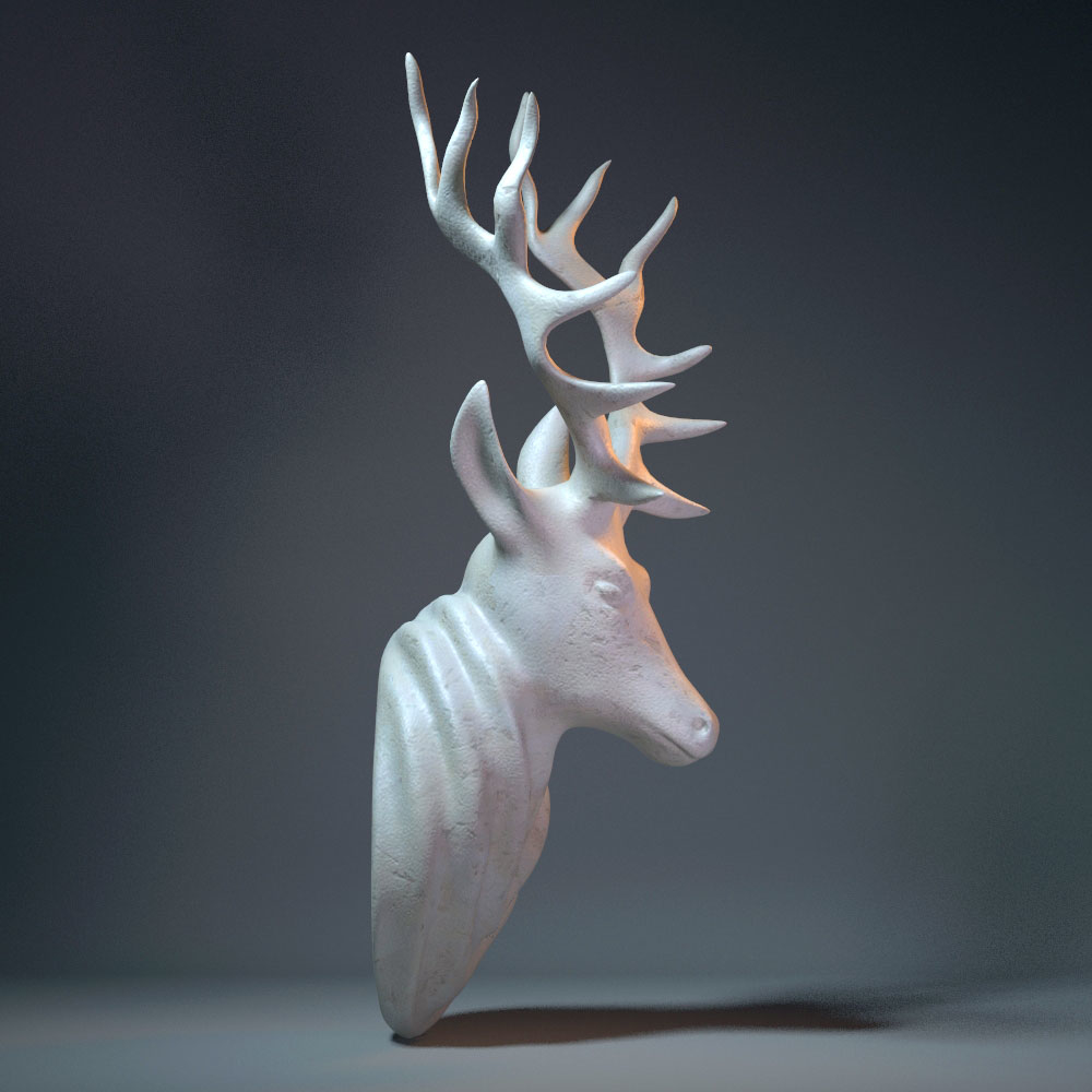 3d deer head sculpture