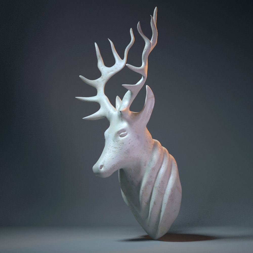 3d deer head sculpture