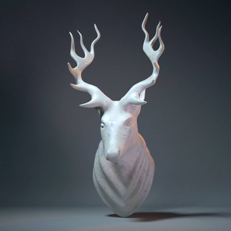 3d deer head sculpture