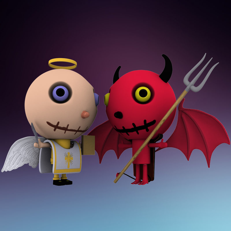 天使vs魔鬼3d模型