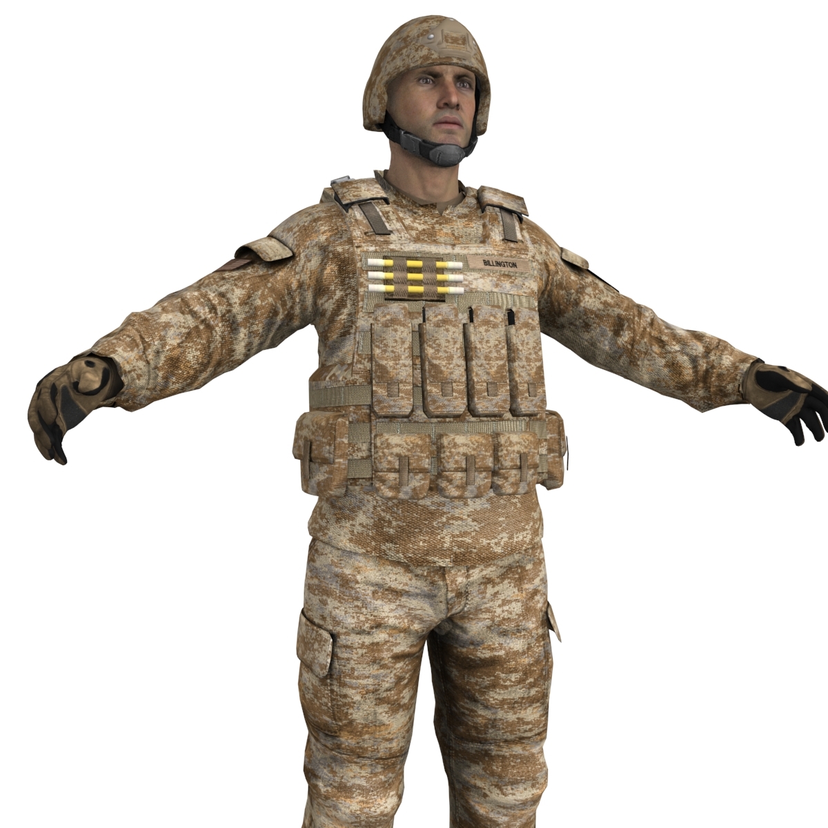 士兵1 lods rigged3d模型