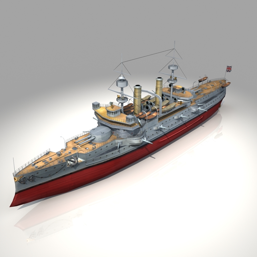 hms triumph 1903年第一次世界大战战舰,重型鱼雷保护3d模型