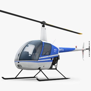 3d low-poly robinson r22 helicopter