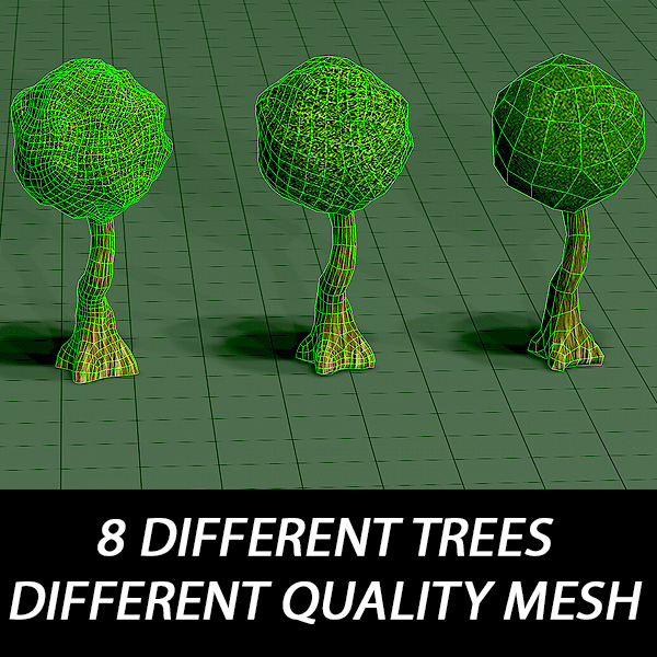 3d trees different mesh model