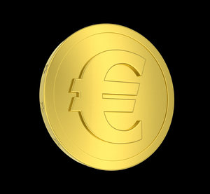 metallic coin euro symbol obj