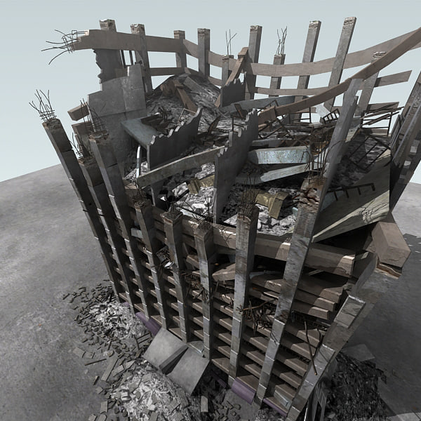 destroyed building 3d model
