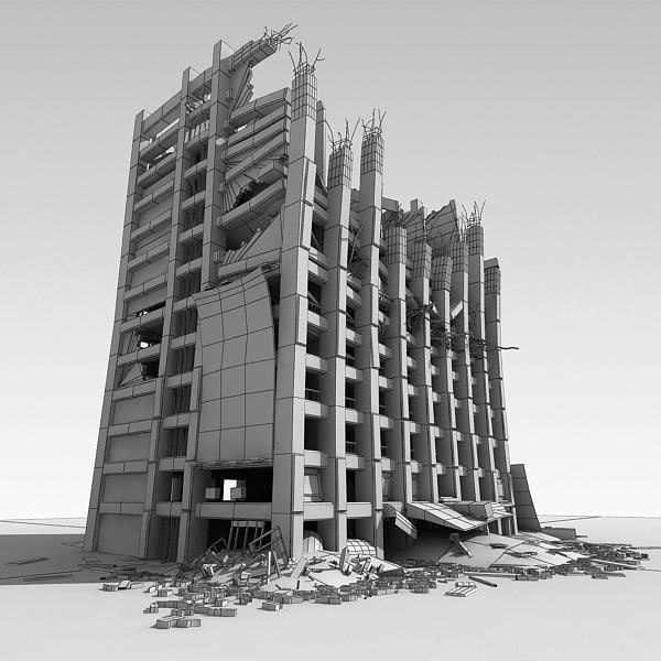 destroyed building 3d model