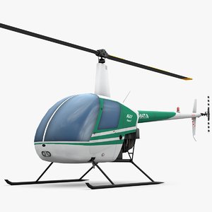 3d low-poly robinson r22 helicopter model