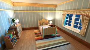 3d model cartoon bedroom scene