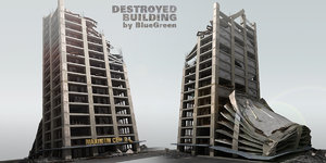 3d destroyed building